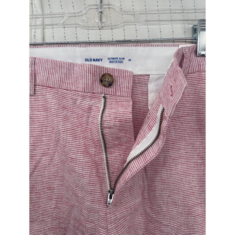 Old Navy Mens Shorts Sz 36 Red/White Striped NWT Ultimate Slim Built-In Flex 10" - Picture 4 of 13